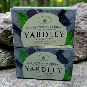 2-Pack YARDLEY LONDON Luxe Activated Charcoal Black Beauty Bar Soap NWT Cleanser